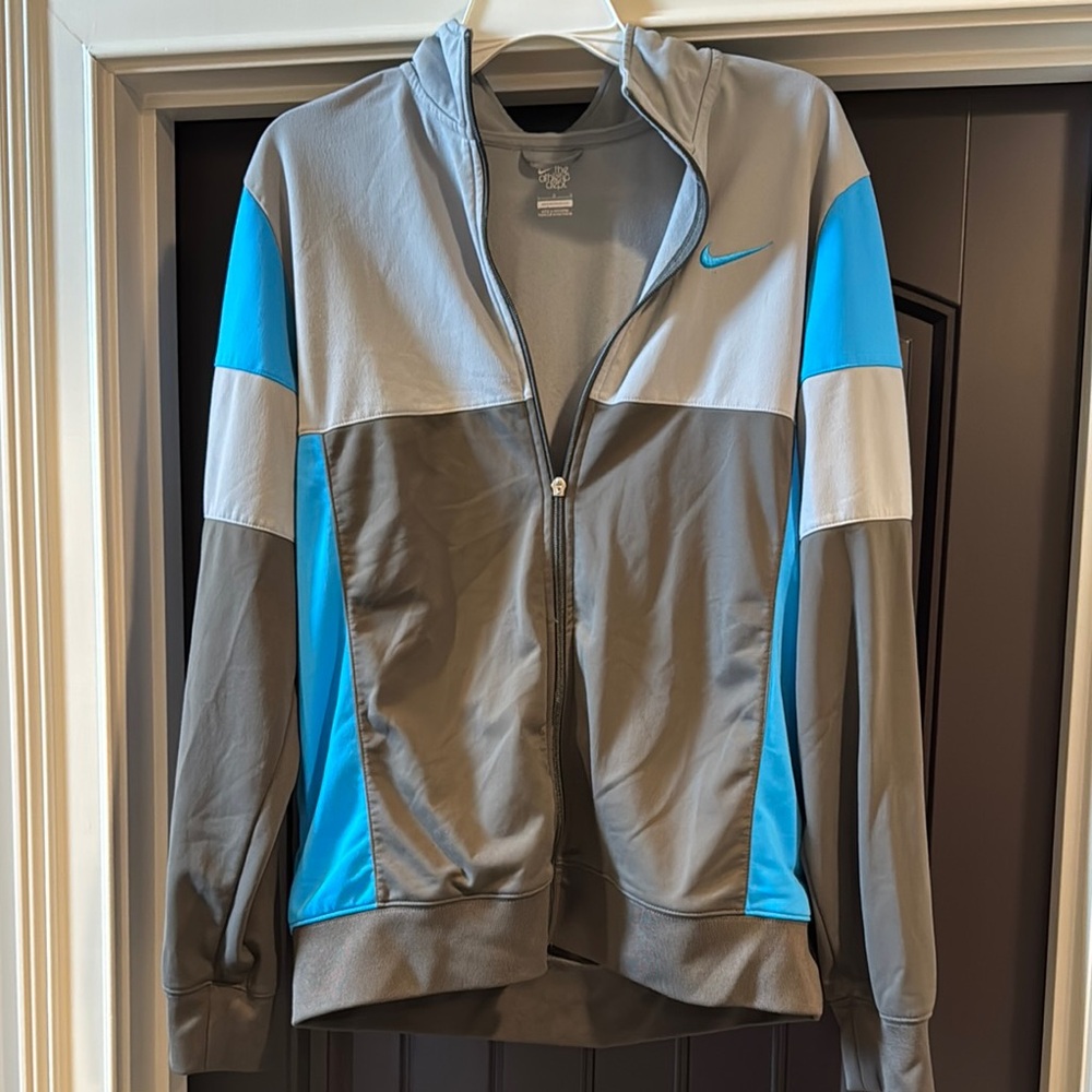 Nike Gray and Blue Zip-Up Jacket